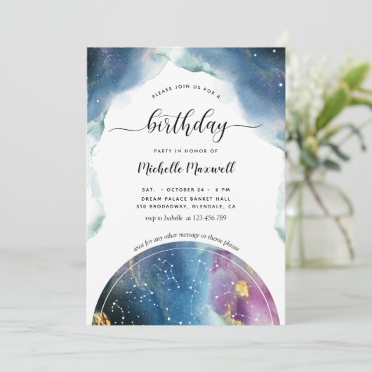 Hemelse Sterrenbeelden en Sterren Verjaardag Kaart (Staand voorkant)