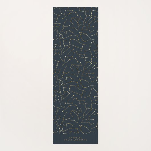 hemelse sterrenconstellatie goud en marineblauw yogamat (Achterkant)