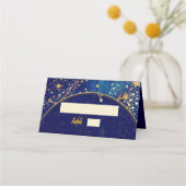 Hemelse sterrenhemel blauwe bruiloft plaatskaartje (Voorkant)