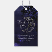 Hemelse Sterrenhemel en Gouden Maan Huwelijksthema Cadeaulabel (Voorkant)