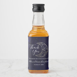 Hemelse Sterrenhemel en Gouden Maan Huwelijksthema Likeurfles Etiket