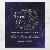 Hemelse Sterrenhemel en Gouden Maan Huwelijksthema Wijn Etiket (Enkel label)