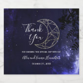 Hemelse Sterrenhemel en Gouden Maan Trouwthema Likeurfles Etiket (Enkel label)