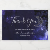 Hemelse Sterrenhemel en Gouden Maan Trouwthema Sparkling Wijnetiket (Enkel label)