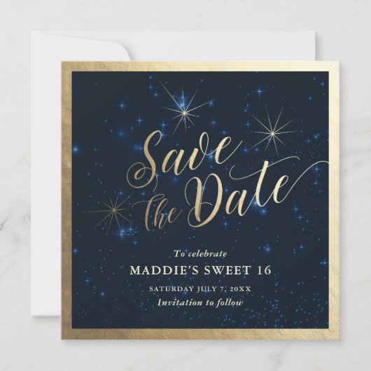 Hemelse sterrenhemel Save the Date kaart (Voorkant)