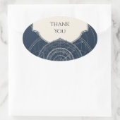 Hemelse Sterrenkaart Navy Trouwsticker Ovale Sticker (Tas)