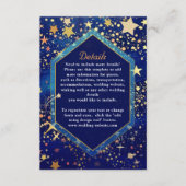 Hemelse sterrennacht blauwe bruiloft details informatiekaartje (Voorkant)