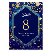 Hemelse sterrennacht blauwe bruiloft kaart (Voorkant)