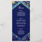 Hemelse sterrennacht blauwe bruiloft menu (Voorkant)