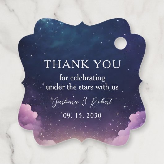 Hemelse Sterrennacht bruiloft Dank u Label (Achterkant)