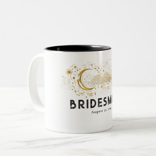 Hemelse Sterrennacht Mystiek Romantisch Huwelijk Tweekleurige Koffiemok (Voorkant links)