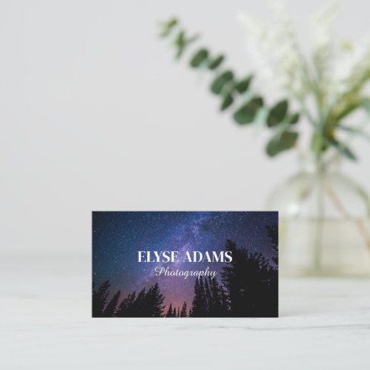 Hemelse Sterrennacht Sky Trees Forest Visitekaartje (Staand voorkant)