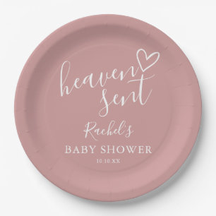 Hemelse Stof Roze Roze Meisje Baby Shower Papieren Bordje