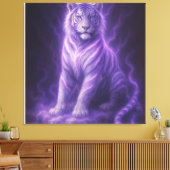 Hemelse Storm Witte Tijger – Elektrisch Blauwe Aur Canvas Afdruk (Insitu (Woonkamer))
