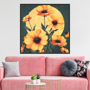 Hemelse Straling: De Gouden Zonnebloei Canvas Afdruk