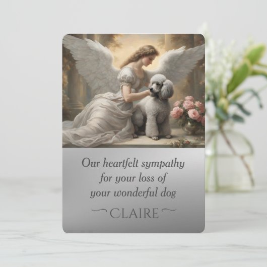 Hemelse sympathie voor verlies van zilveren poedel kaart (Staand voorkant)