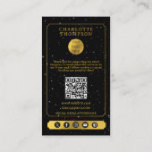 Hemelse Tarot Kapsalon Zwart Goud Bedankt Visitekaartje (Achterkant)