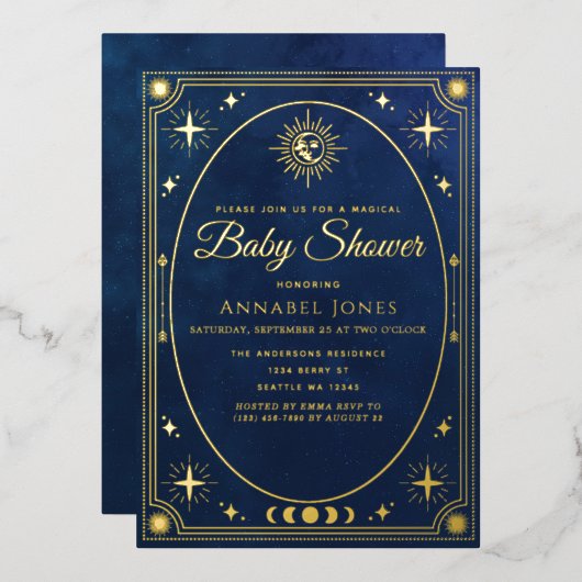 Hemelse Tarotkaart Baby Shower Uitnodiging (Voorkant / Achterkant)