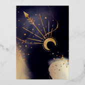 Hemelse Tarotkaart Zon & Maan Marineblauwe Bruidsd Folie Uitnodiging (Achterkant)