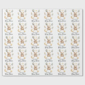 Hemelse teddybeer waterverf babyshower cadeaupapier (Vlak)