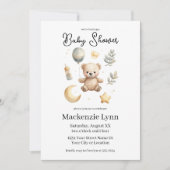 Hemelse teddybeer waterverf babyshower kaart (Voorkant)