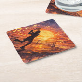 Hemelse tennis Papier Coaster Kartonnen Onderzetters (Schuin)