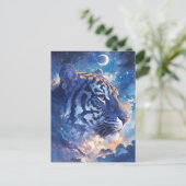 Hemelse Tijger Portret in Middernacht Wolken Briefkaart (Staand voorkant)
