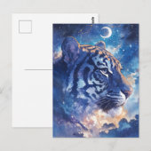 Hemelse Tijger Portret in Middernacht Wolken Briefkaart (Voorkant / Achterkant)