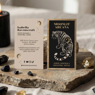 Hemelse Tijger Spirituele Genezer Black Gold Tarot Visitekaartje