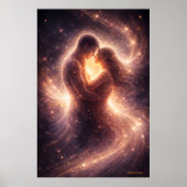 Hemelse Toewijding – Abstracte Kosmische Koppel Ku Poster (Voorkant)