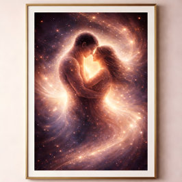 Hemelse Toewijding – Abstracte Kosmische Koppel Ku Poster