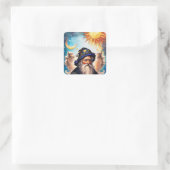 Hemelse Tovenaar Zon en Maan Vierkante Sticker (Tas)