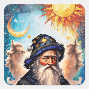 Hemelse Tovenaar Zon en Maan Vierkante Sticker