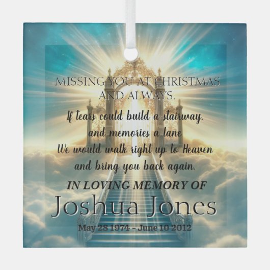 Hemelse trap in liefdevolle herinnering aan God Glas Ornament (Voorkant)