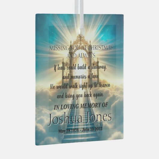 Hemelse trap in liefdevolle herinnering aan God Glas Ornament (Voorkant Rechts)