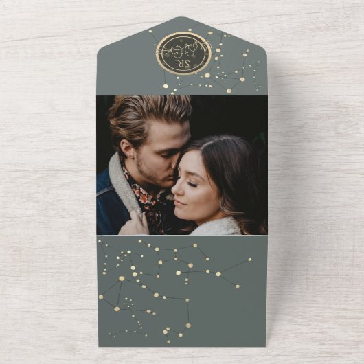 Hemelse Trouwdag All In One Uitnodiging (Buitenkant)