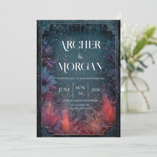 Hemelse Tuin Huwelijksuitnodiging Kaart (Staand voorkant)