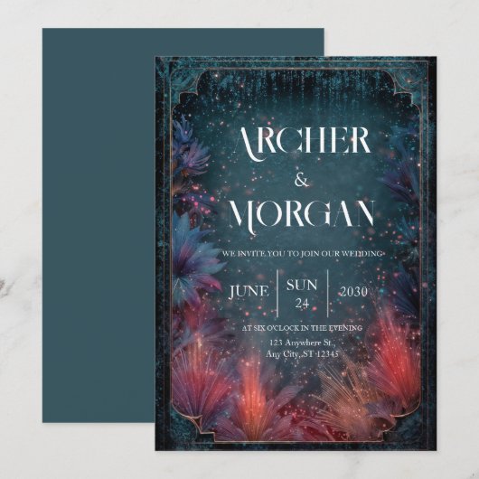 Hemelse Tuin Huwelijksuitnodiging Kaart (Voorkant / Achterkant)