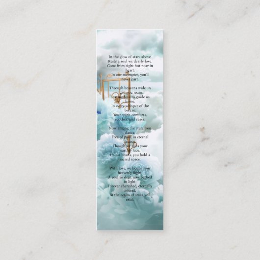 Hemelse Tuin van Rozen Memorial Bladwijzer LIA004 Mini Visitekaartje (Achterkant)