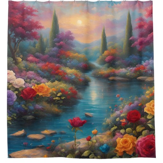 "Hemelse Tuinstroom" Douchegordijn (Voorkant)