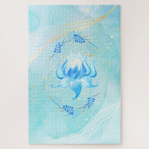 Hemelse Turquoise Bloem – Kalme Lotus Energie Legpuzzel