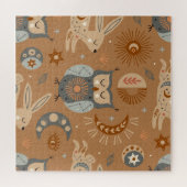 Hemelse Uil & Haas: Mystiek Patroon Legpuzzel (Horizontaal)