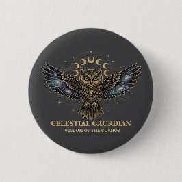 Hemelse Uil Kosmische Beschermer Ronde Button 5,7 Cm