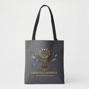 Hemelse Uil Kosmische Beschermer Tote Bag