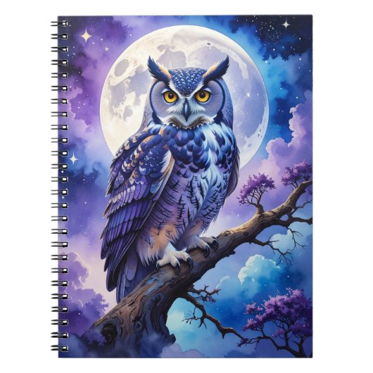 Hemelse Uil Maneschijn Spiraal Notebook Notitieboek (Voorkant)