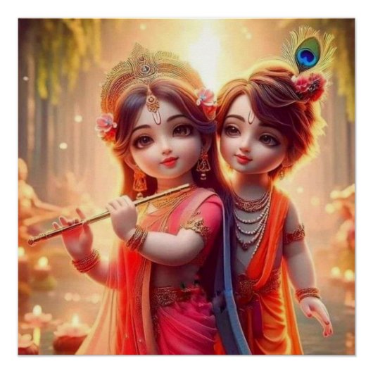 Hemelse Unie: Eeuwige Liefde van Radha-Krishna Perfect Poster (Voorkant)