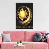 Hemelse Unie Vergulde Ster en Maanflora Canvas Afdruk (Insitu (Woonkamer))