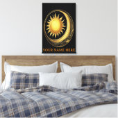 Hemelse Unie Vergulde Ster en Maanflora Canvas Afdruk (Insitu (Slaapkamer))