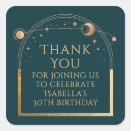 Hemelse Verjaardag Groen Goud Dank u Vierkante Sticker