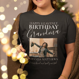 Hemelse Verjaardag Oma | Foto Herdenkings T-Shirt